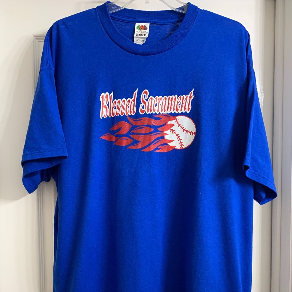 Fruit of the Loom Men's T-Shirt with Blessed Sacrament Baseball, Size 3XL, NWOT